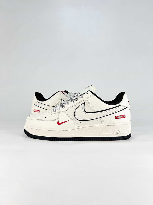 Nike x Supreme Air Force 1 07 Low DN9688-132 Co Branded Sneakers Sail Black Red