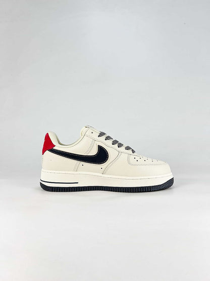 Nike Air Force 1 07 Low DW8806-019 Stussy Script Supreme Box Logo Graphic Detail Sneakers Sail Black Red
