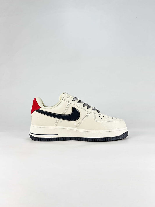 Nike Air Force 1 07 Low DW8806-019 Stussy Script Supreme Box Logo Graphic Detail Sneakers Sail Black Red