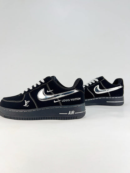 Louis Vuitton x Nike Air Force 1 Low Black Silver Air Sneakers