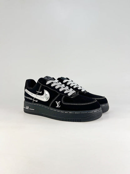 Louis Vuitton x Nike Air Force 1 Low Black Silver Air Sneakers
