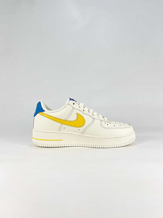 Nike Air Force 1 07 Low FZ1151-100 Color Block Graphic Sneakers White Yellow Blue