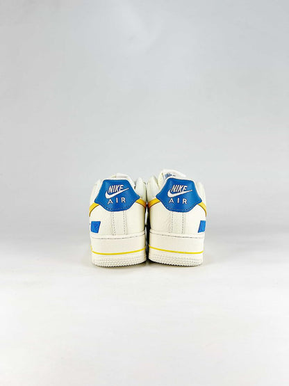 Nike Air Force 1 07 Low FZ1151-100 Color Block Graphic Sneakers White Yellow Blue