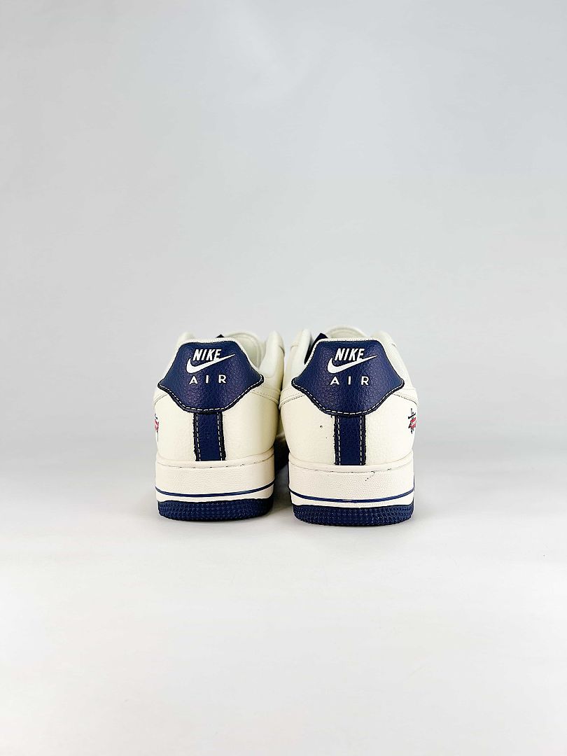 Nike Air Force 1 07 Low HO7788-101 Stussy Script Supreme Box Logo Graphic Sneakers White Navy Red