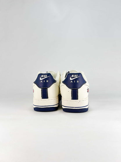 Nike Air Force 1 07 Low HO7788-101 Stussy Script Supreme Box Logo Graphic Sneakers White Navy Red