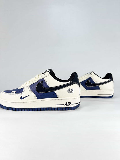 Nike Air Force 1 07 Low HO7788-105 Stussy Graphic Detail Sneakers White Navy Black