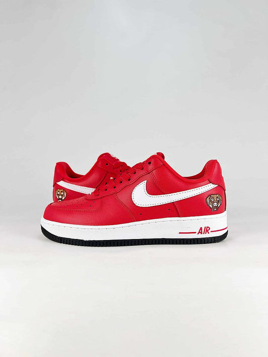 Nike Air Force 1 07 Low IV3238-600 Bear Graphic Sneakers Red White