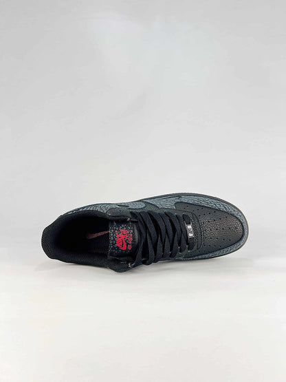 Nike Air Force 1 07 Low IV4451-001 Cracked Texture Sneakers Black Gray