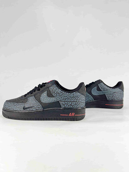 Nike Air Force 1 07 Low IV4451-001 Cracked Texture Sneakers Black Gray