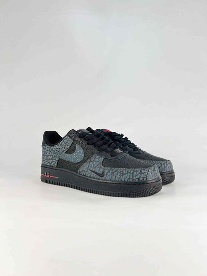 Nike Air Force 1 07 Low IV4451-001 Cracked Texture Sneakers Black Gray