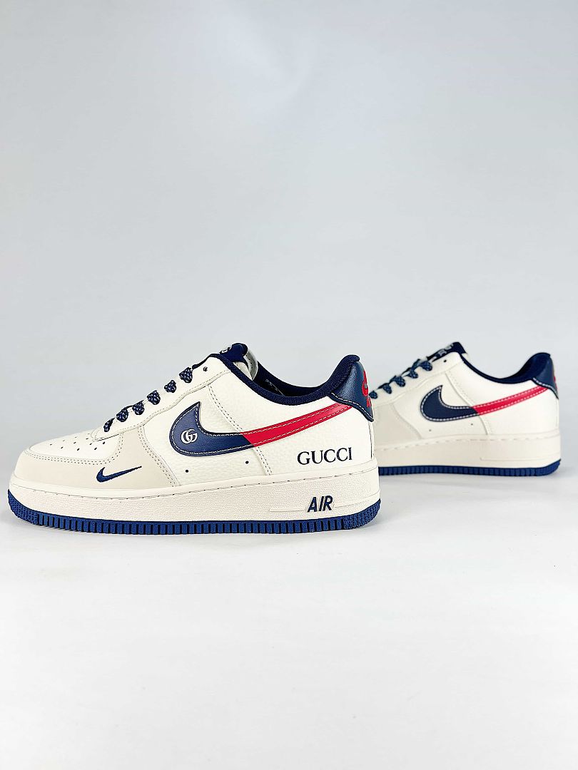 Gucci x Nike Air Force 1 Low White Navy Red GG Air Sneakers