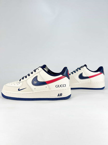 Gucci x Nike Air Force 1 Low White Navy Red GG Air Sneakers