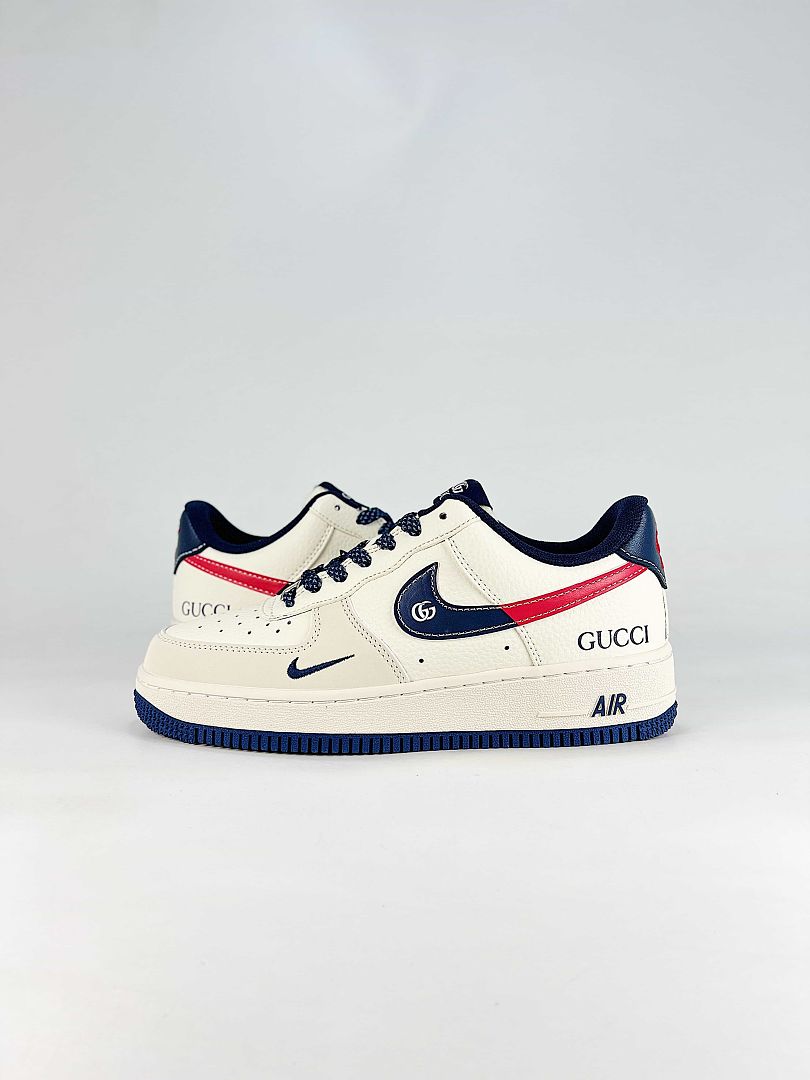 Gucci x Nike Air Force 1 Low White Navy Red GG Air Sneakers