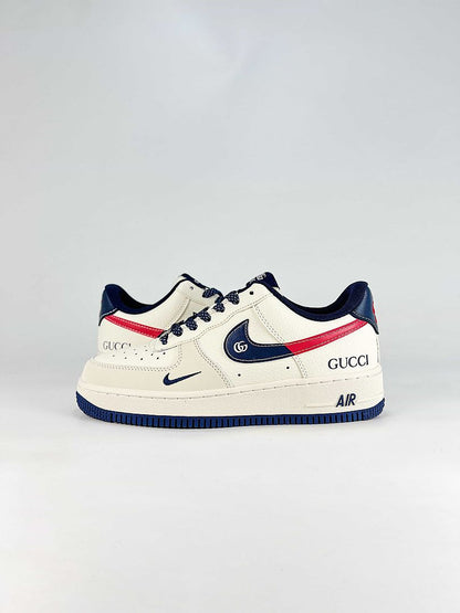 Gucci x Nike Air Force 1 Low White Navy Red GG Air Sneakers