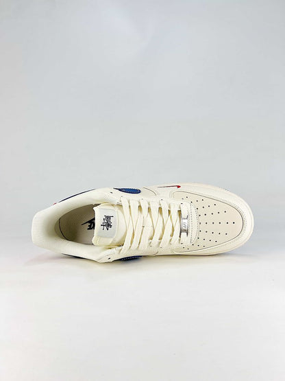 Stussy x Nike Air Force 1 Low White Navy Red Air Sneakers