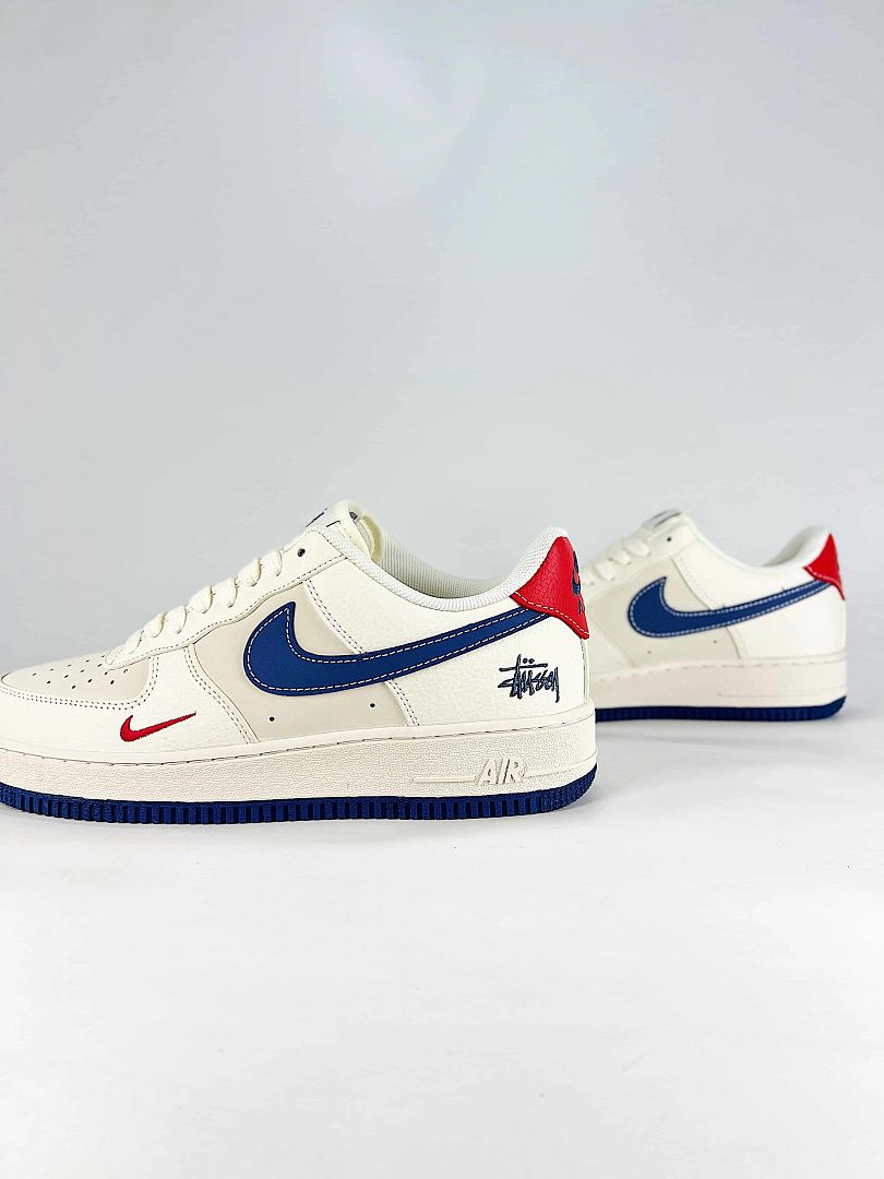 Stussy x Nike Air Force 1 Low White Navy Red Air Sneakers