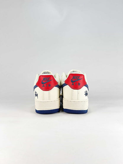 Stussy x Nike Air Force 1 Low White Navy Red Air Sneakers