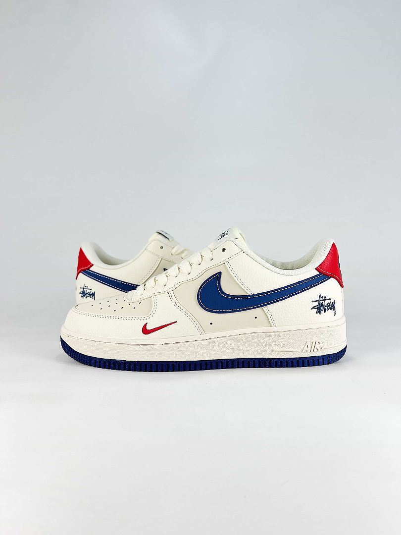 Stussy x Nike Air Force 1 Low White Navy Red Air Sneakers