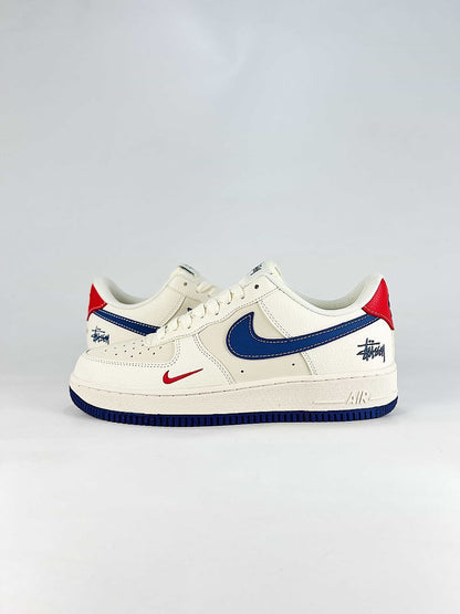 Stussy x Nike Air Force 1 Low White Navy Red Air Sneakers