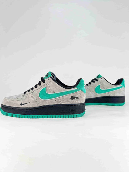 Nike Air Force 1 07 Low JL8888-003 Stussy Graphic Sneakers Gray Green Black