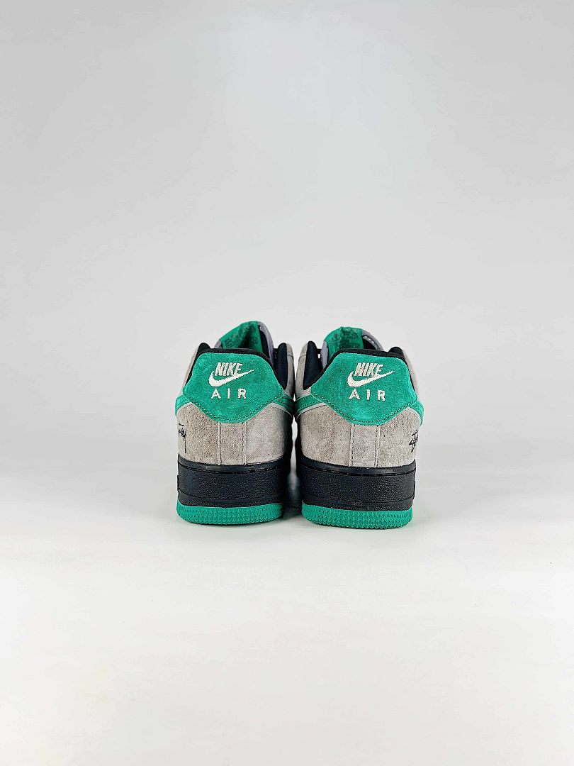 Nike Air Force 1 07 Low JL8888-003 Stussy Graphic Sneakers Gray Green Black