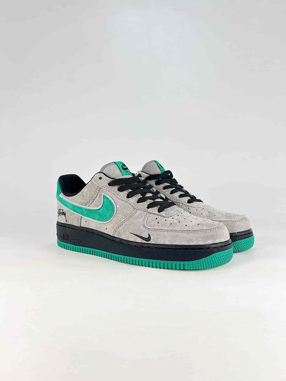Nike Air Force 1 07 Low JL8888-003 Stussy Graphic Sneakers Gray Green Black