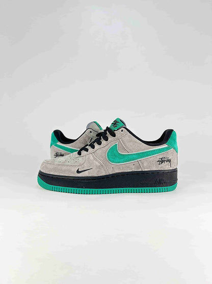Nike Air Force 1 07 Low JL8888-003 Stussy Graphic Sneakers Gray Green Black