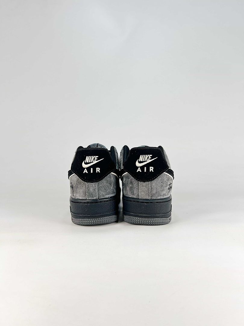 Stussy x Nike Air Force 1 Low Grey Black Textured Air Sneakers