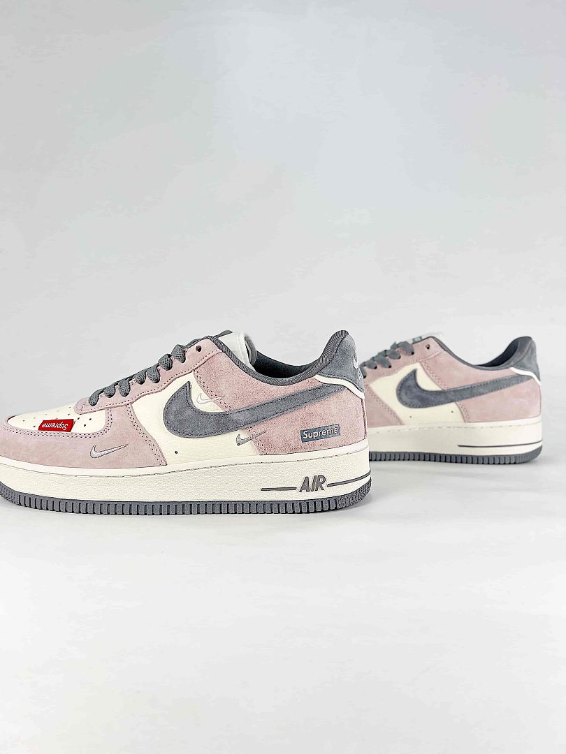 Nike x Supreme Air Force 1 07 Low LF6888-004 Graphic Sneakers Pink Gray White