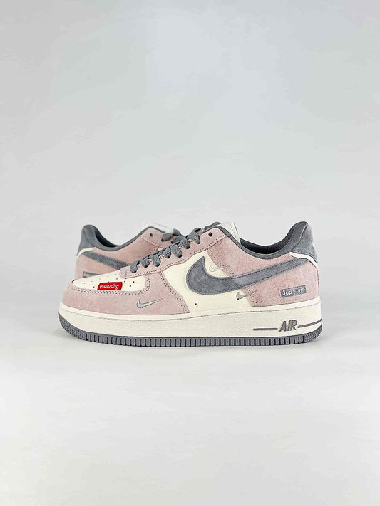 Nike x Supreme Air Force 1 07 Low LF6888-004 Graphic Sneakers Pink Gray White