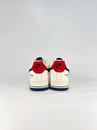 Nike x Louis Vuitton Air Force 1 07 Low LV2288-005 Monogram Graphic Sneakers Cream Navy Red