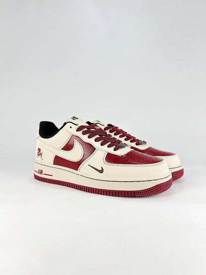 Nike Air Force 1 07 Low NH0601-514 Dragon Graphic Sneakers White Red