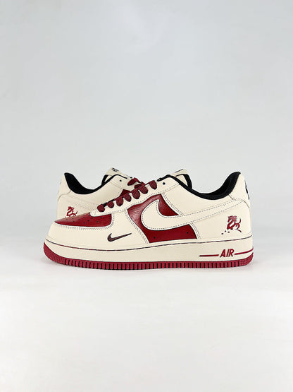 Nike Air Force 1 07 Low NH0601-514 Dragon Graphic Sneakers White Red