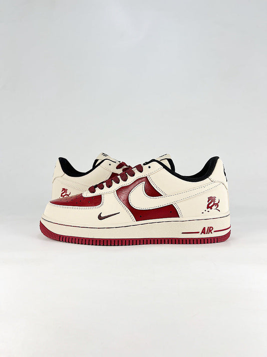 Nike Air Force 1 07 Low NH0601-514 Dragon Graphic Sneakers White Red