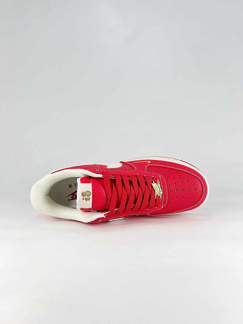 Nike Air Force 1 Low Red White Gold Graphic Air Sneakers