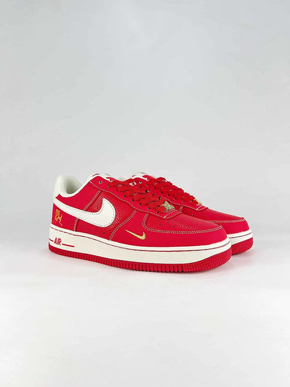 Nike Air Force 1 Low Red White Gold Graphic Air Sneakers