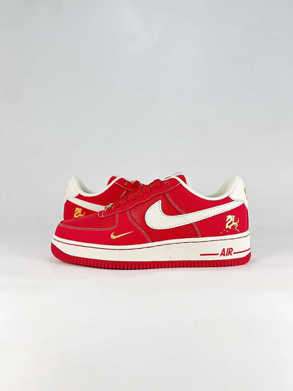 Nike Air Force 1 Low Red White Gold Graphic Air Sneakers