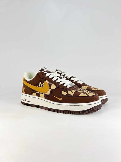 Nike Air Force 1 '07 Low x Louis Vuitton Brown Yellow Sneakers