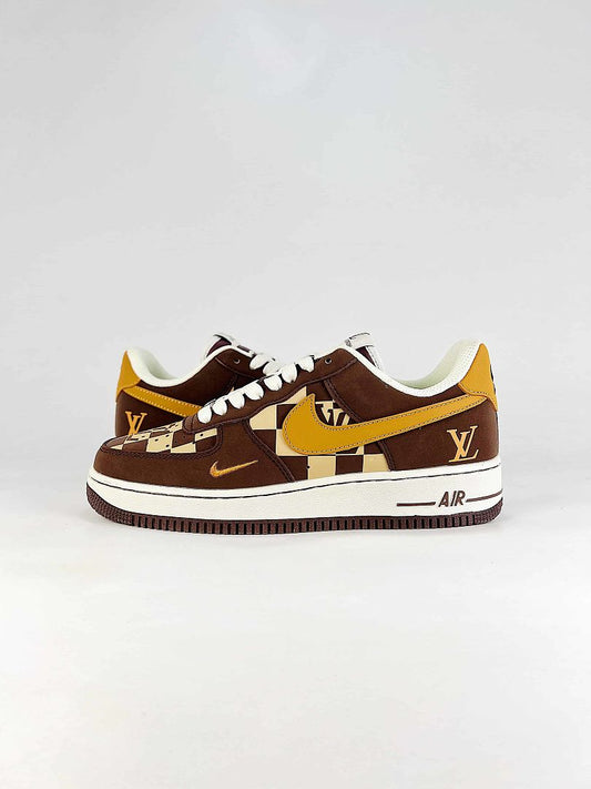 Nike Air Force 1 '07 Low x Louis Vuitton Brown Yellow Sneakers