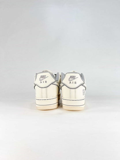 Nike Air Force 1 07 Low SM6668-133 Tonal Logo Detail Sneakers Cream Gray