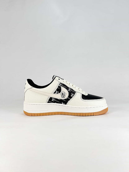 Nike x Louis Vuitton Air Force 1 07 Low WY0655-110 Monogram Graphic Sneakers White Black Gum