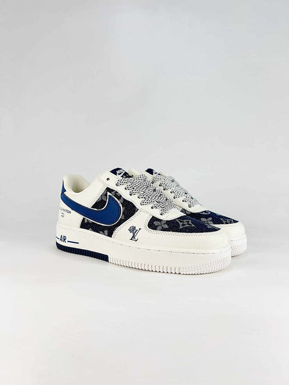 Nike x Louis Vuitton Air Force 1 07 Low WY0655-121 Monogram Graphic Sneakers White Blue Black