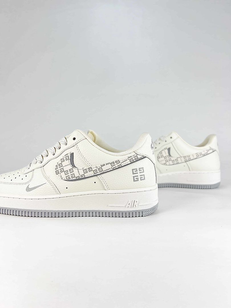 Nike x Givenchy Air Force 1 07 Low WY0655-126 Monogram Graphic Sneakers White Gray