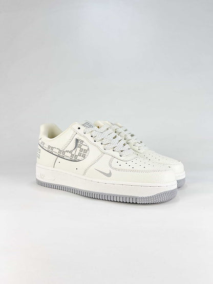 Nike x Givenchy Air Force 1 07 Low WY0655-126 Monogram Graphic Sneakers White Gray