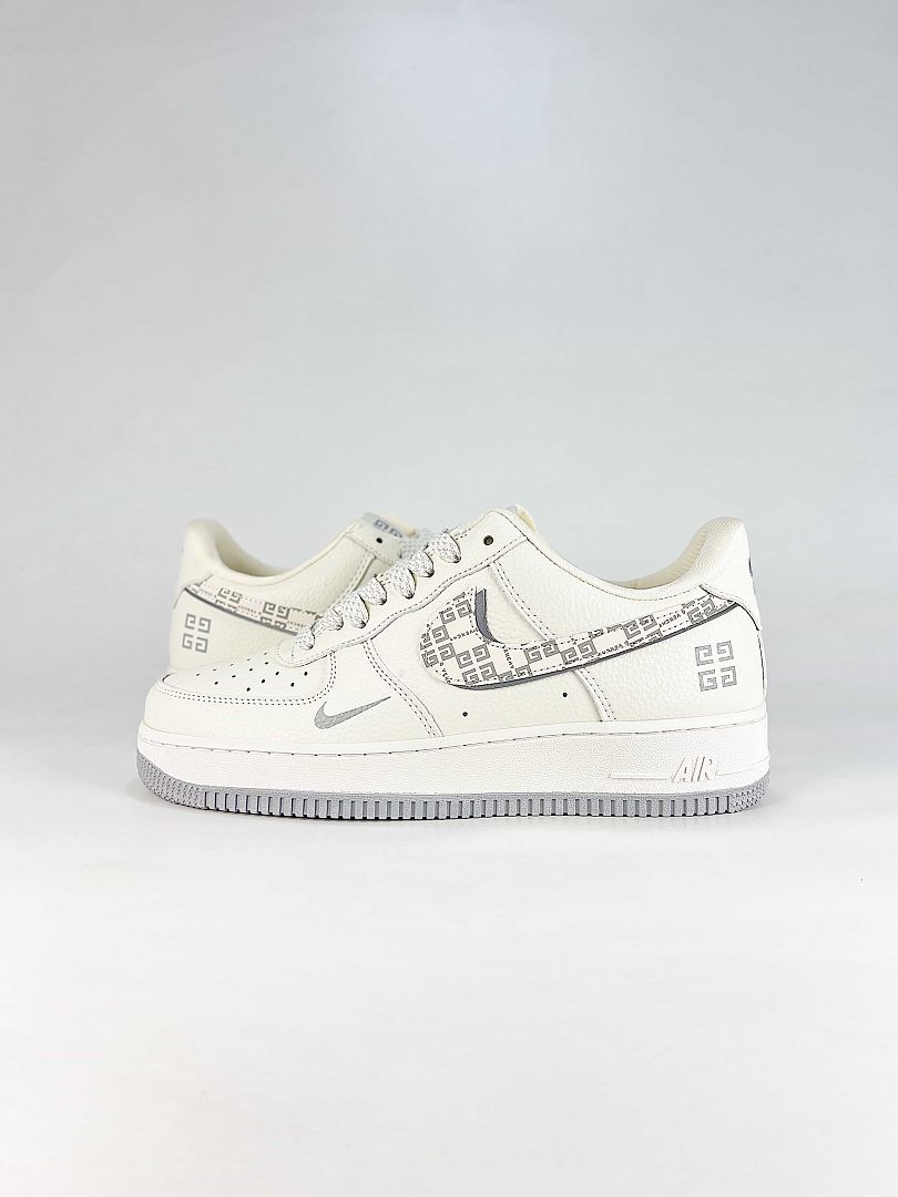 Nike x Givenchy Air Force 1 07 Low WY0655-126 Monogram Graphic Sneakers White Gray