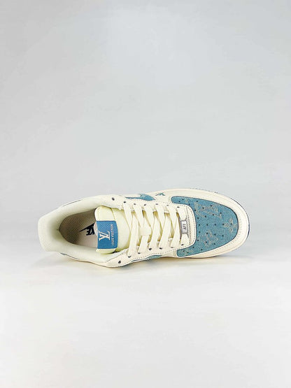 Nike x Louis Vuitton Air Force 1 07 Low XD2588-606 LV Graphic Sneakers White Blue