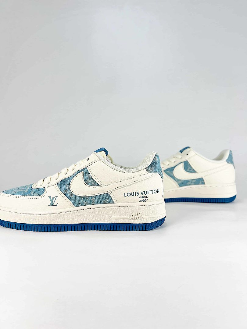 Nike x Louis Vuitton Air Force 1 07 Low XD2588-606 LV Graphic Sneakers White Blue