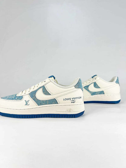 Nike x Louis Vuitton Air Force 1 07 Low XD2588-606 LV Graphic Sneakers White Blue