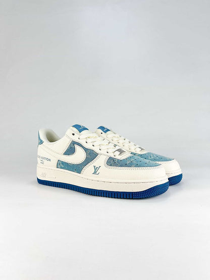 Nike x Louis Vuitton Air Force 1 07 Low XD2588-606 LV Graphic Sneakers White Blue