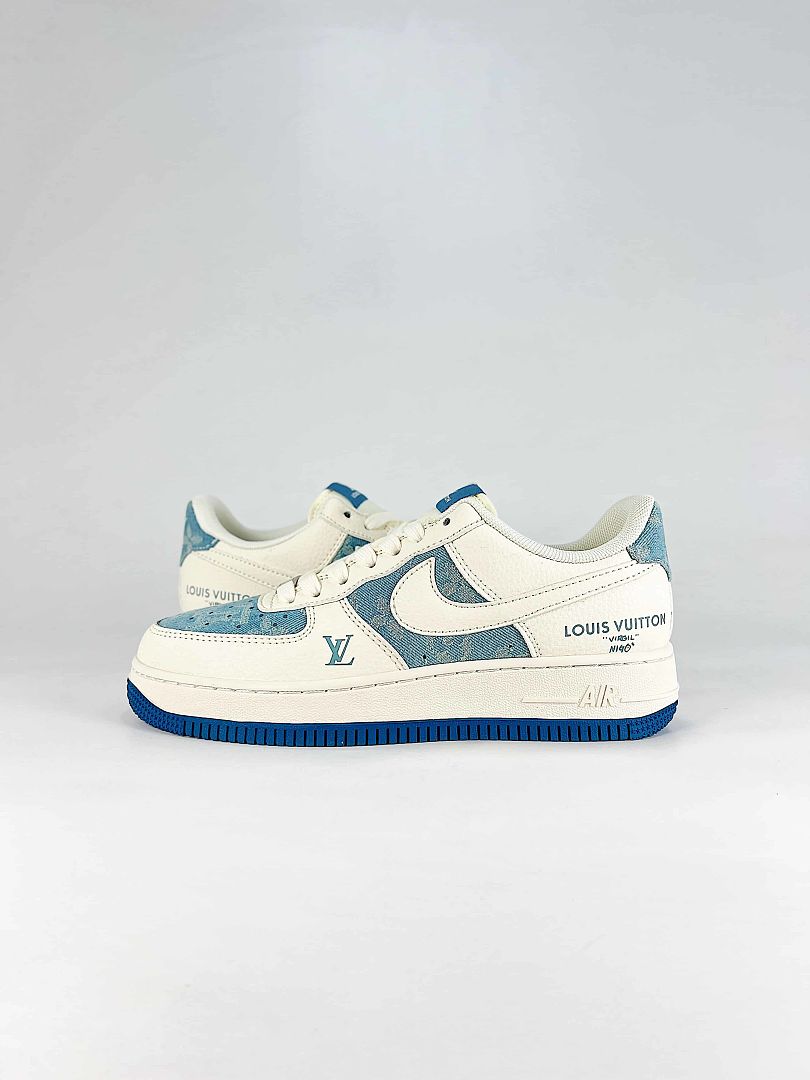 Nike x Louis Vuitton Air Force 1 07 Low XD2588-606 LV Graphic Sneakers White Blue